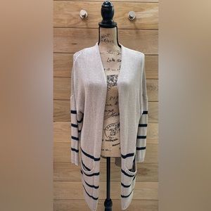 Miracle Long Cardigan Sweater with Stripes.  Size S/M.